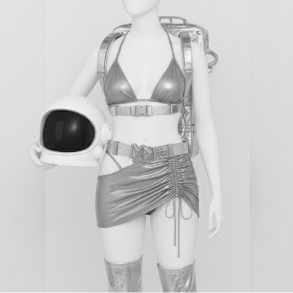 Astronaut Halloween Costume - Silver Metallic Halter Triangle Set with Skirt